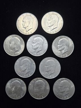 1972 Eisenhower "Ike" Dollar Coins (Lot Of 10)